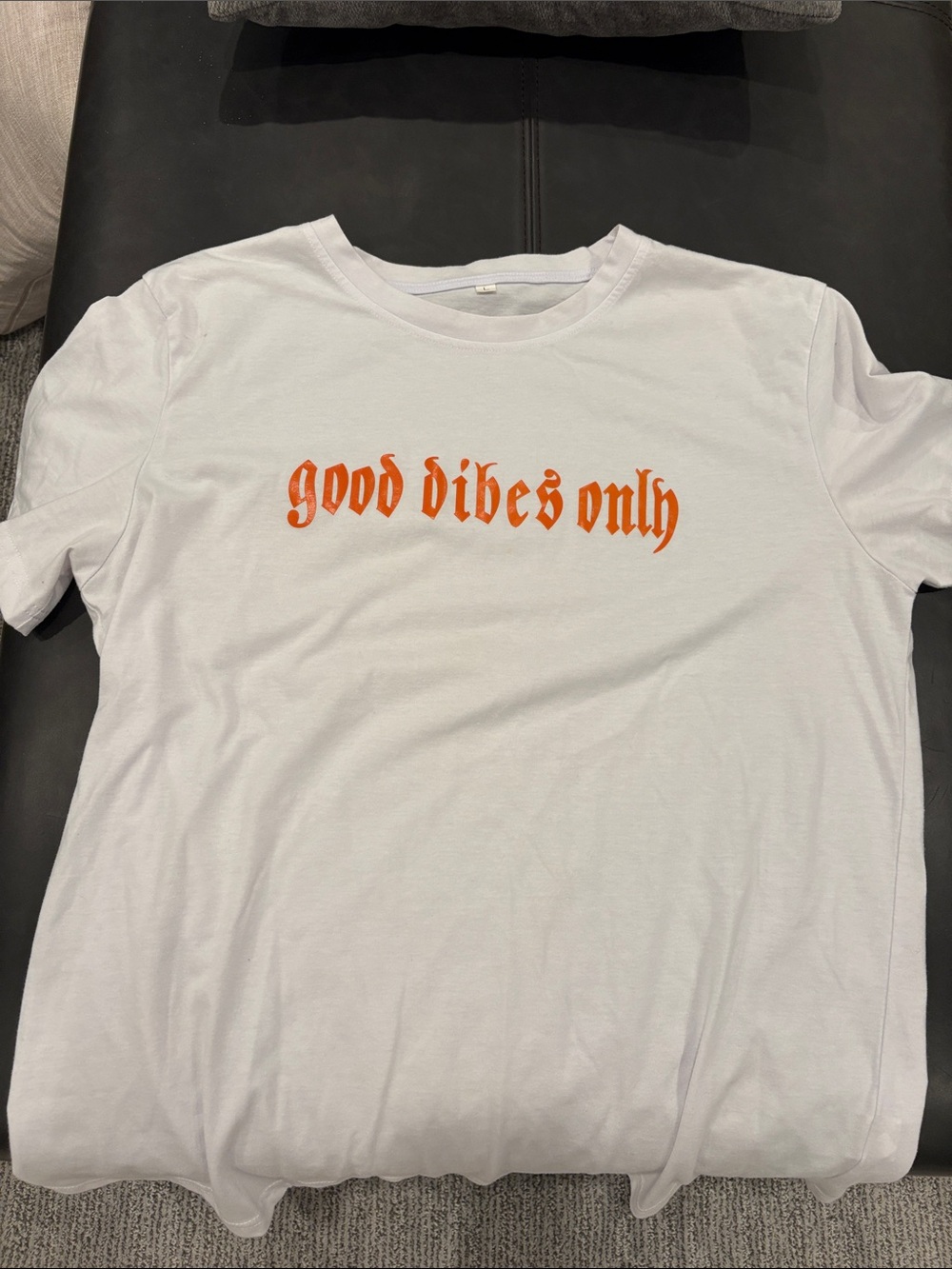 Good Vibes Only White Graphic Tee - Orange Print